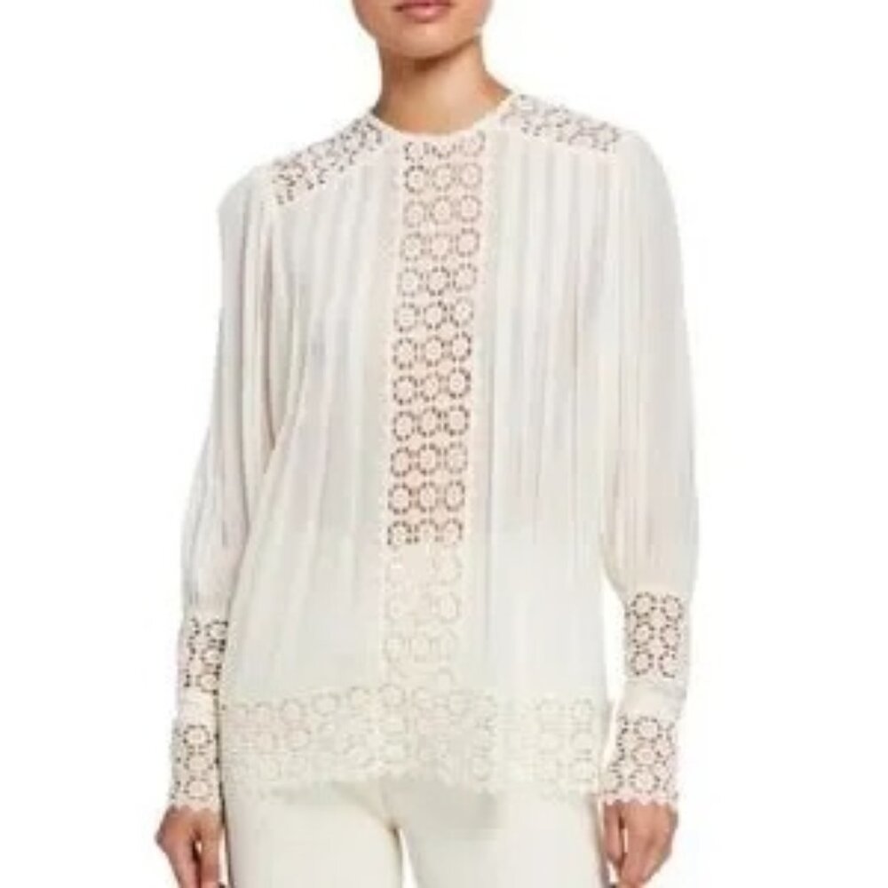 Zimmermann Resistance Smock Silk & Lace Blouse Size US 4